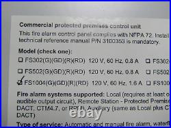 Edwards 1.6 Amp Fireshield Plus Fire Alarm Control Panel 120 Vac Fs1004